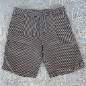 Brunello Cucinelli Brown and White Striped Shorts